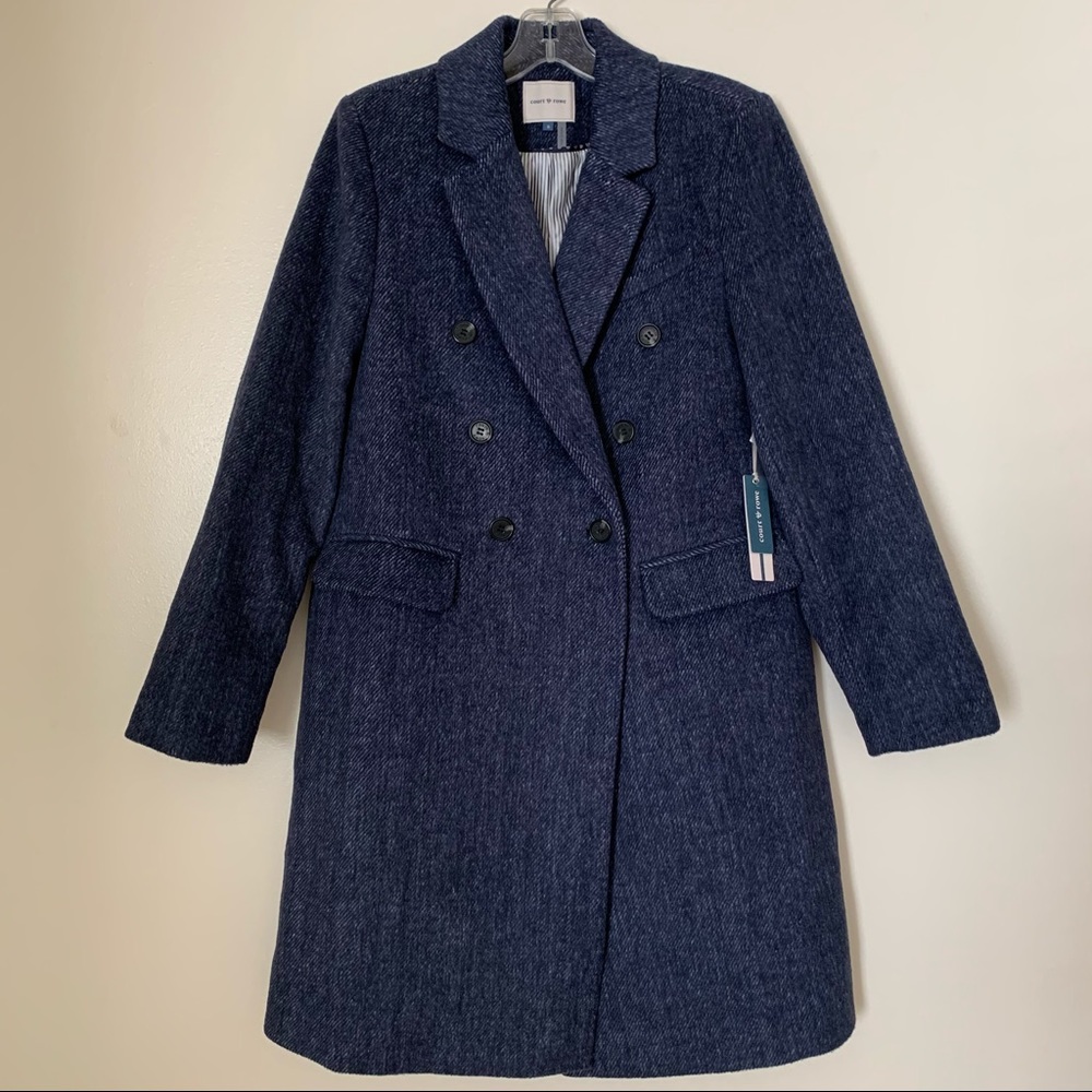 Court & Rowe Blair Coat Blue Double Breasted Twill - Picture 2 of 12